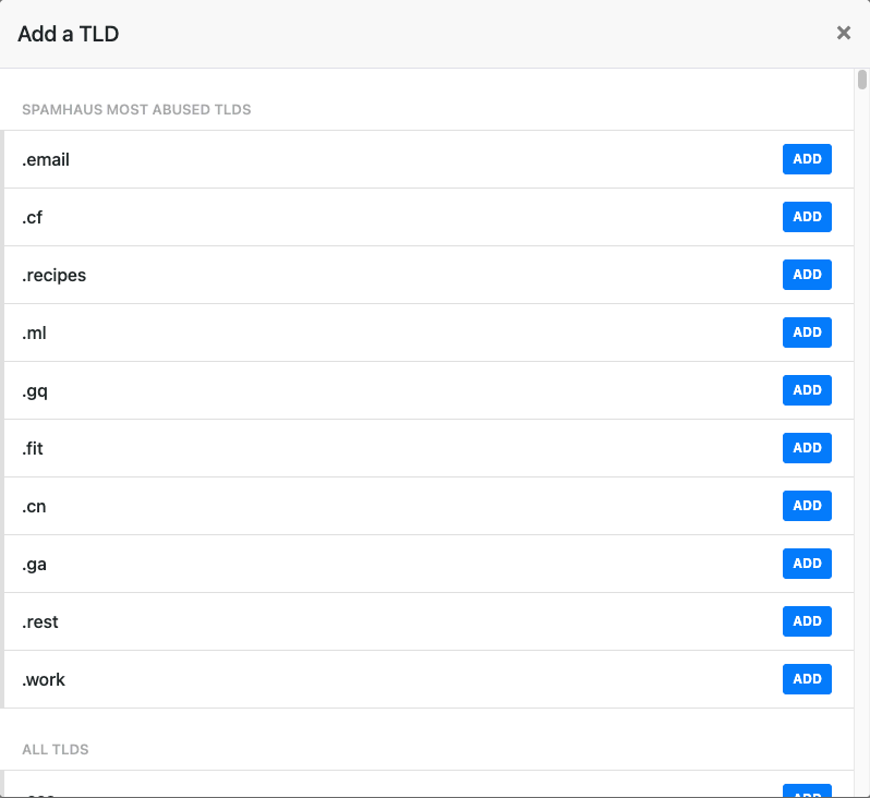 Add a TLD from NextDNS