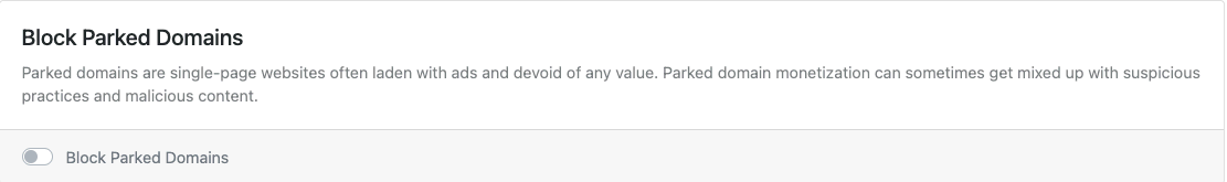 Block Parked Domains