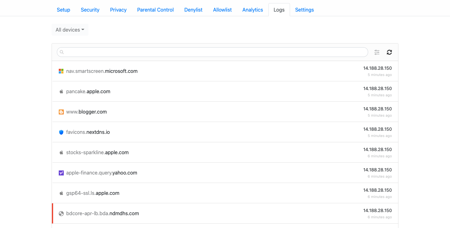 Cách theo dõi nhật ký trên NextDNS