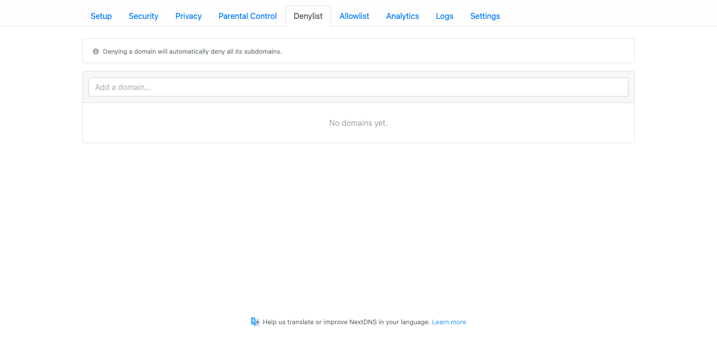 Cấu hình chức năng chặn tên miền trên NextDNS