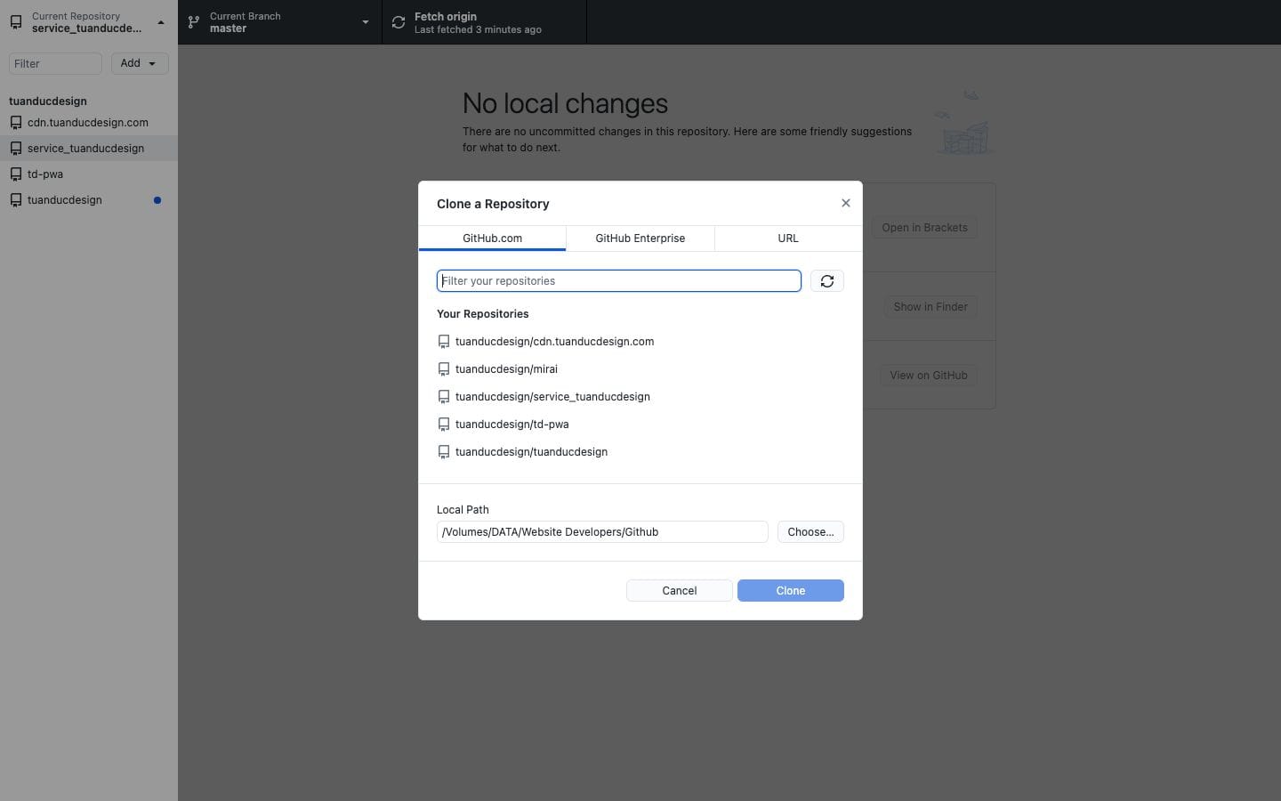 Clone repository trên GitHub Desktop