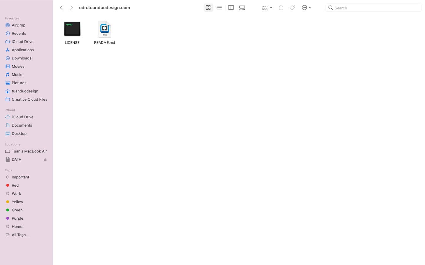 Thư mục dự án vừa clone về