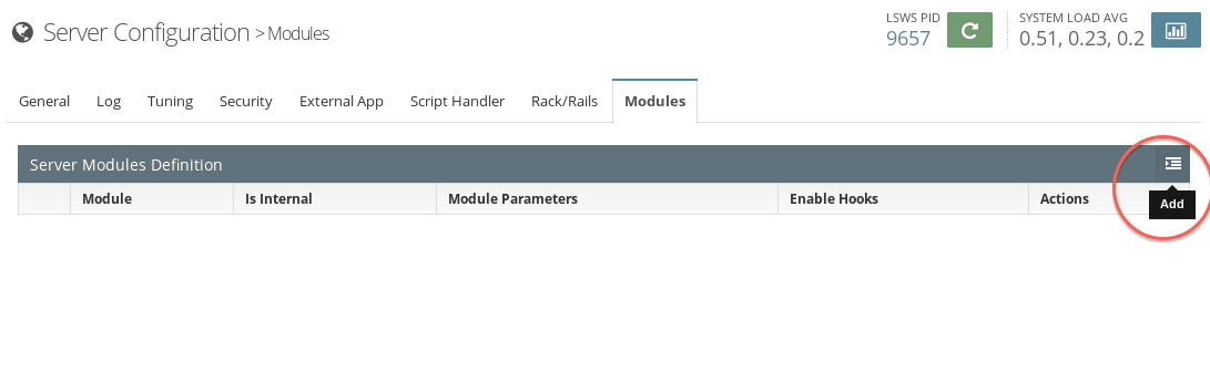 Trang dashboard của LiteSpeed