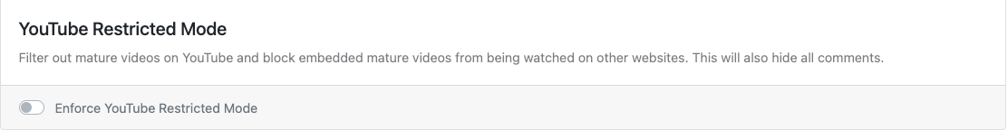 YouTube Restricted Mode